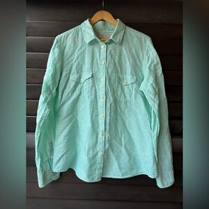 💥SALE💥 Banana Republic Soft Wash Linen Cotton XL Button Down Long Sleeve Green